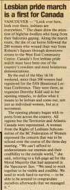 QueerEvents.ca - Queer History - History of the Dyke March - image of Body Politic article